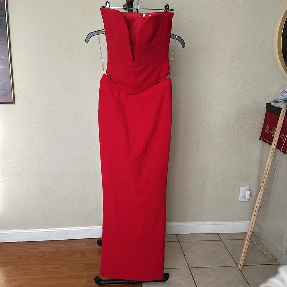 HOUSE OF CB SET‎  'Lydia' Red Rose Plunge Corset Martinez Skirt NWOT size XS